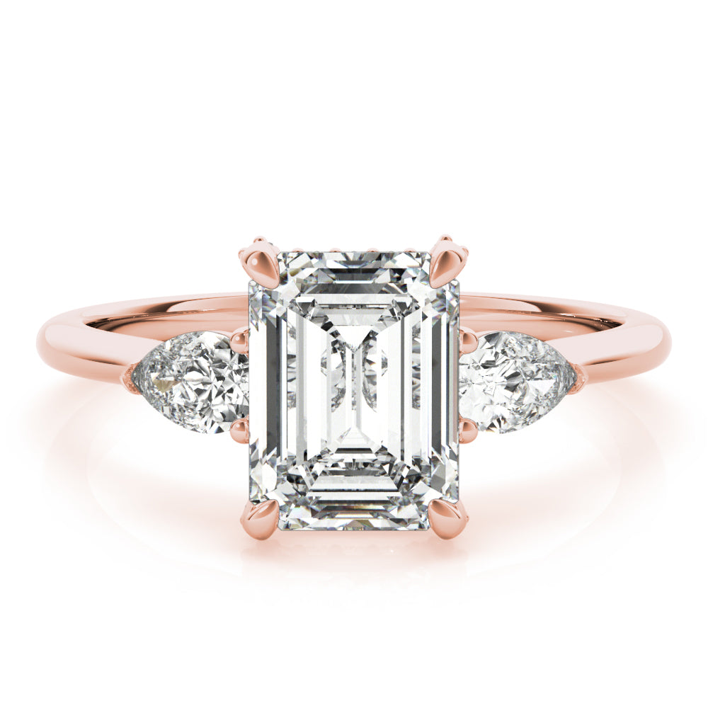 Majestic Cut Center Emerald Diamond Engagement Ring — 9K/18K Gold & Platinum
