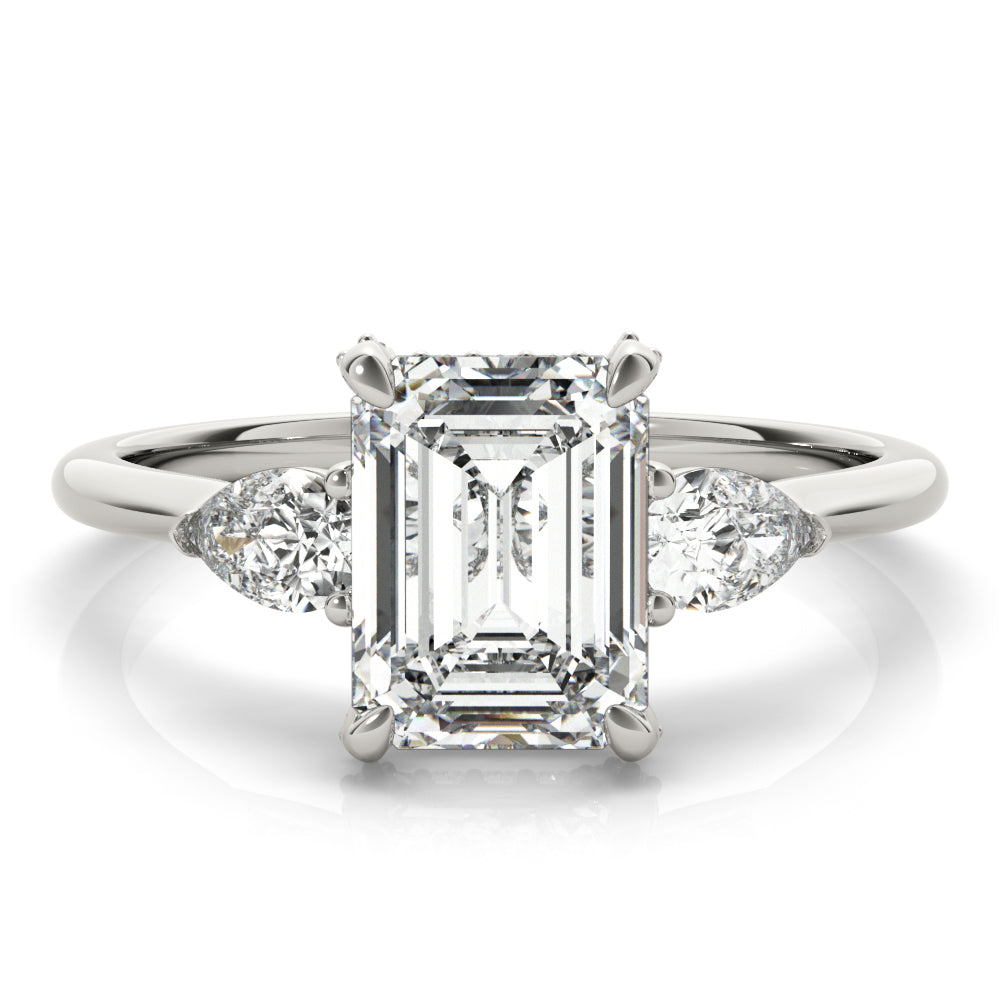 Majestic Cut Center Emerald Diamond Engagement Ring — 9K/18K Gold & Platinum