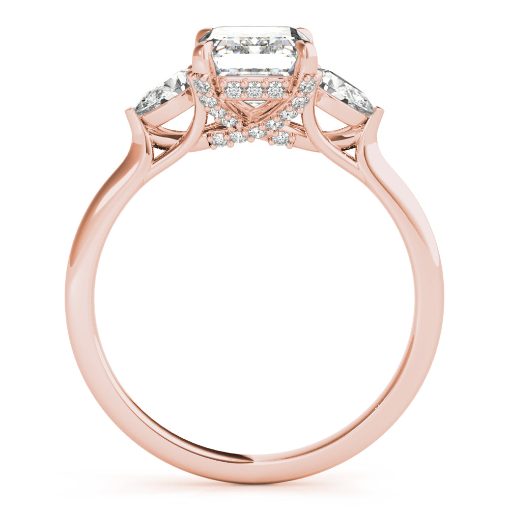 Majestic Cut Center Emerald Diamond Engagement Ring — 9K/18K Gold & Platinum