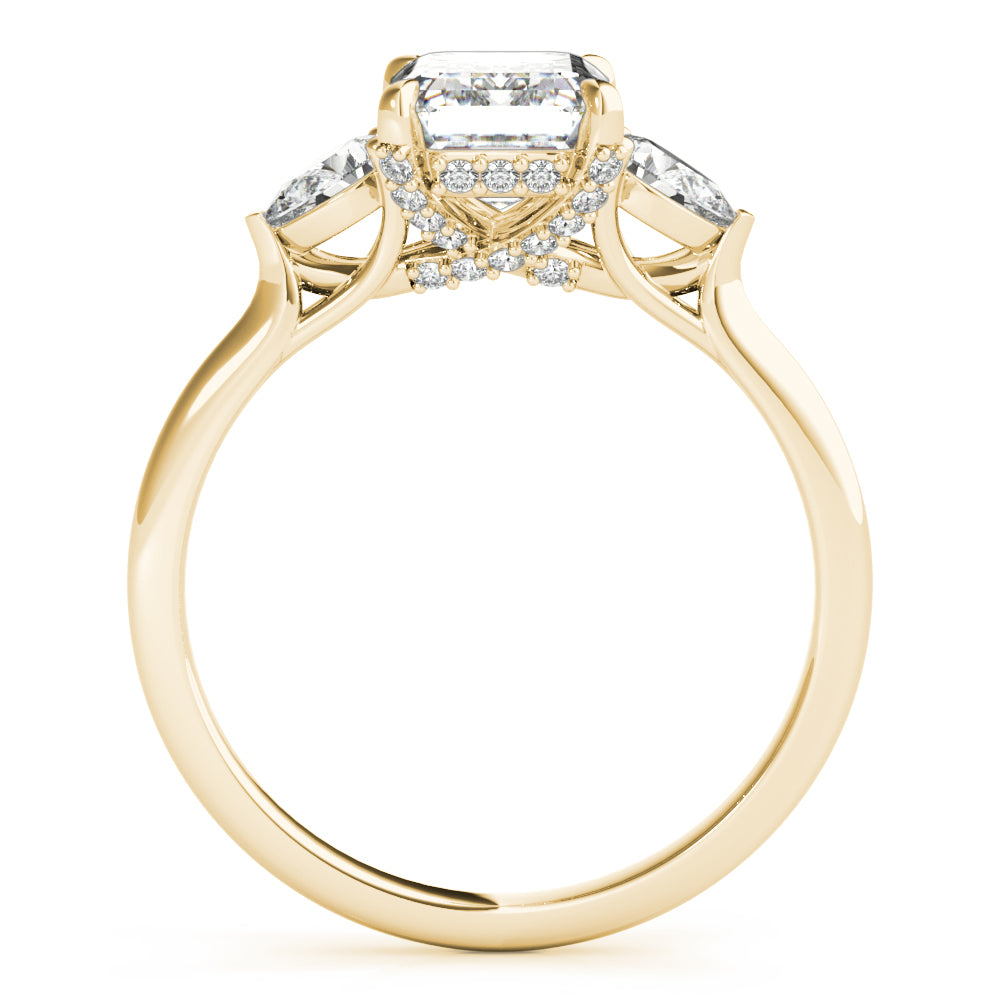 Majestic Cut Center Emerald Diamond Engagement Ring — 9K/18K Gold & Platinum
