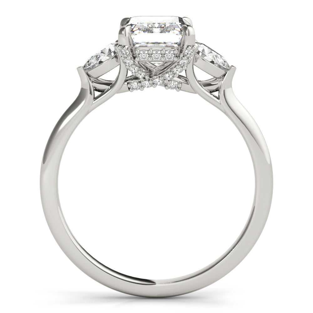 Majestic Cut Center Emerald Diamond Engagement Ring — 9K/18K Gold & Platinum