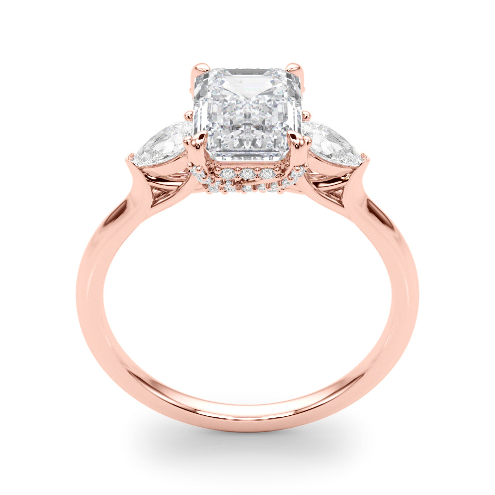 Majestic Cut Center Emerald Diamond Engagement Ring — 9K/18K Gold & Platinum