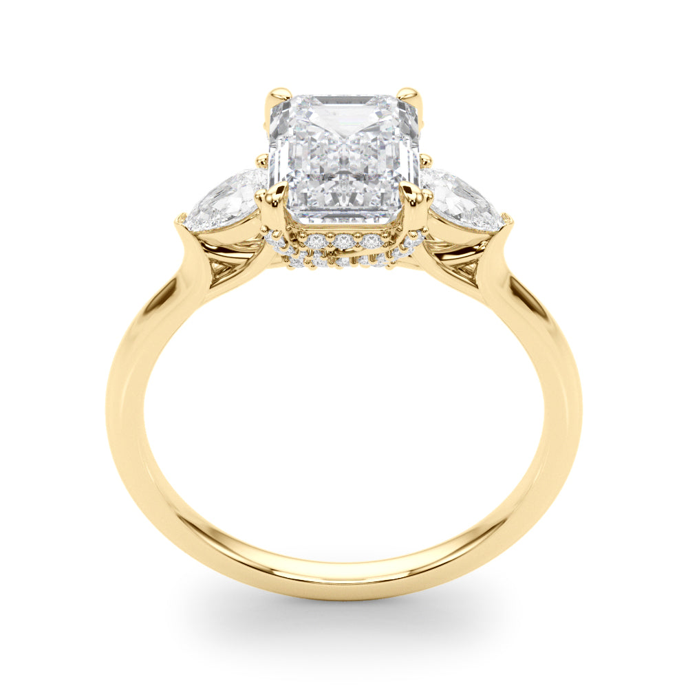 Majestic Cut Center Emerald Diamond Engagement Ring — 9K/18K Gold & Platinum
