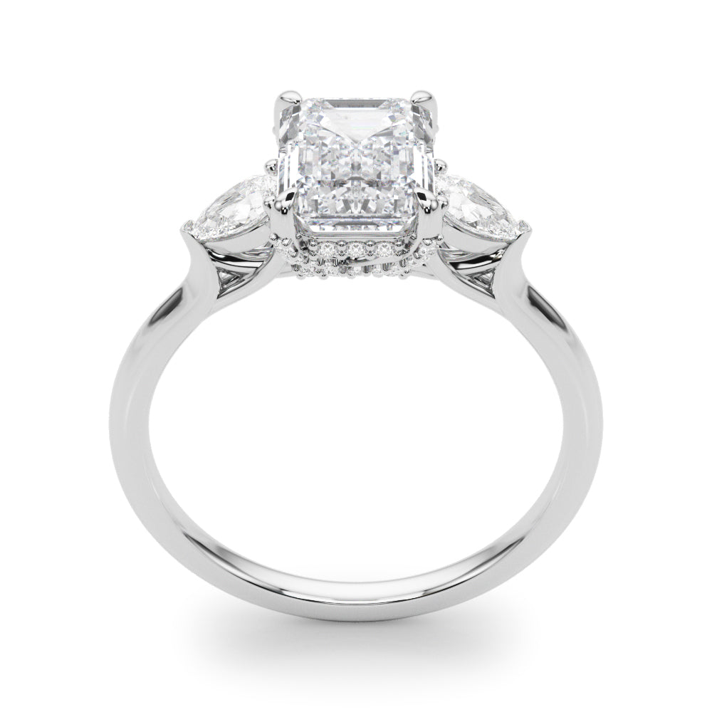 Majestic Cut Center Emerald Diamond Engagement Ring — 9K/18K Gold & Platinum
