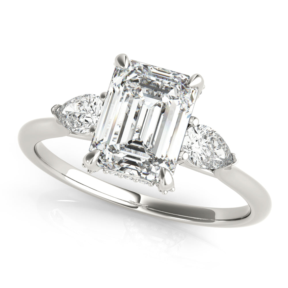 Majestic Cut Center Emerald Diamond Engagement Ring — 9K/18K Gold & Platinum