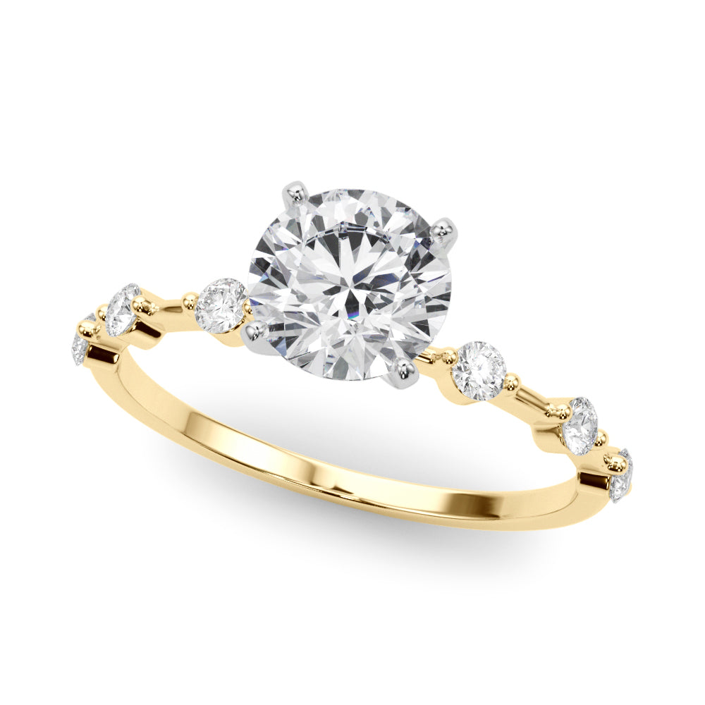Luxe Sidestone Round Diamond Engagement Ring — 9K/18K Gold & Platinum