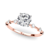 Luxe Sidestone Round Diamond Engagement Ring — 9K/18K Gold & Platinum