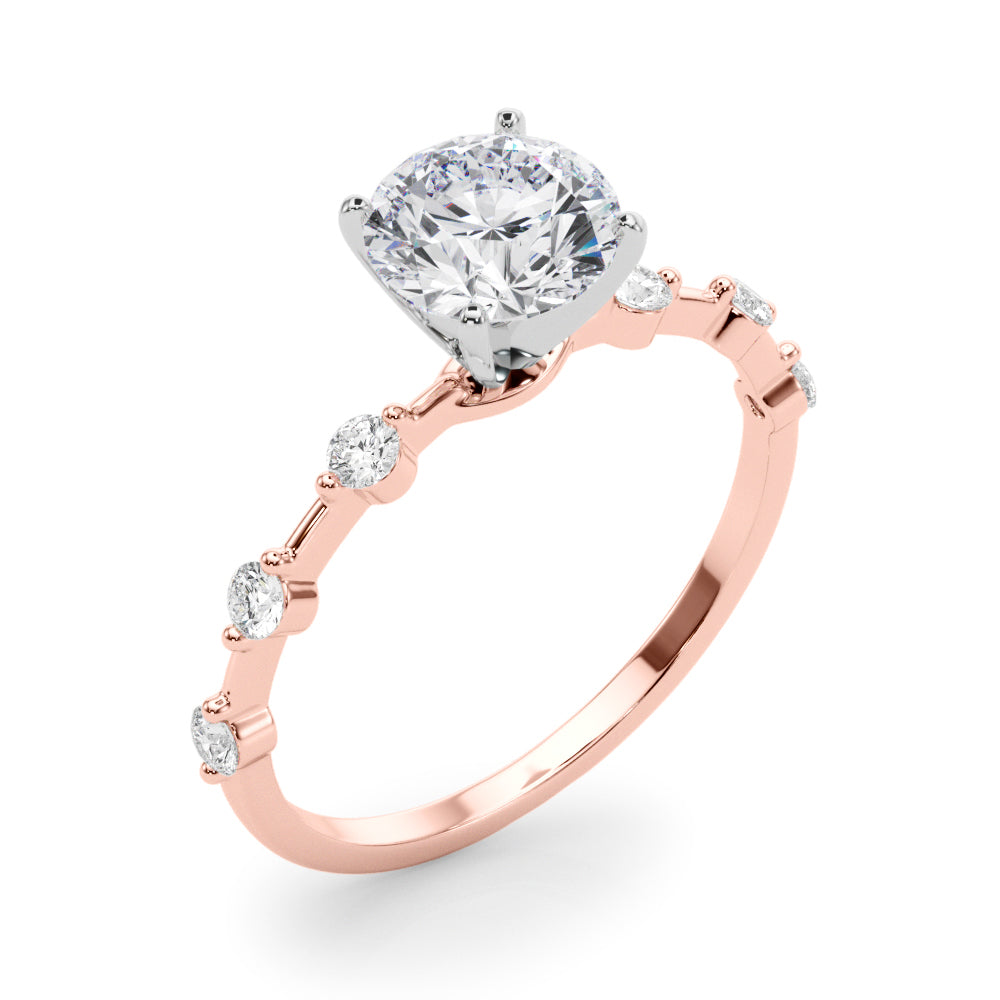 Luxe Sidestone Round Diamond Engagement Ring — 9K/18K Gold & Platinum