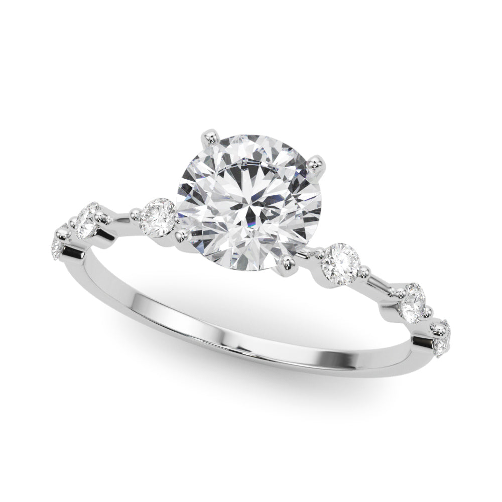 Luxe Sidestone Round Diamond Engagement Ring — 9K/18K Gold & Platinum