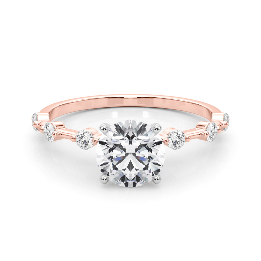 Luxe Sidestone Round Diamond Engagement Ring — 9K/18K Gold & Platinum
