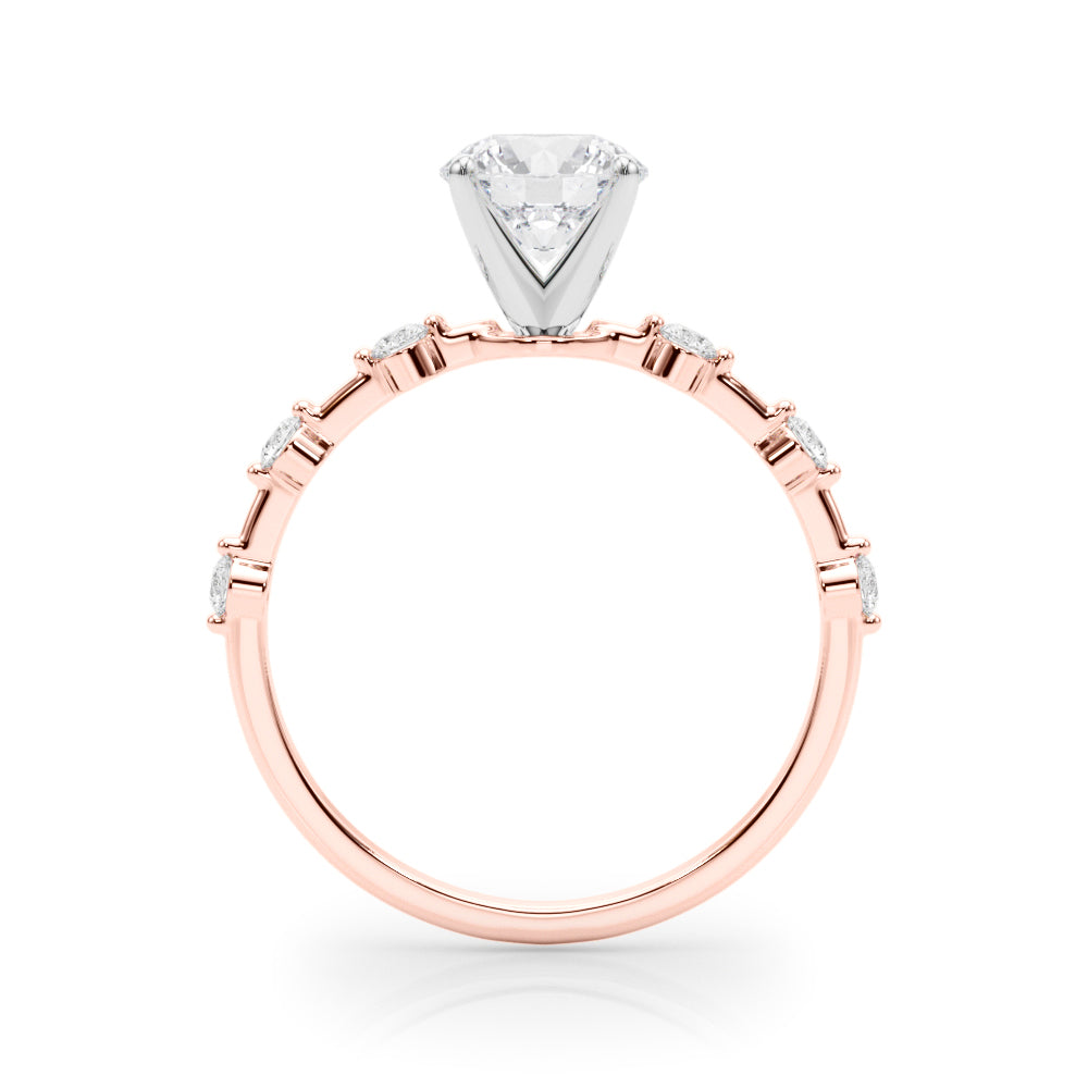 Luxe Sidestone Round Diamond Engagement Ring — 9K/18K Gold & Platinum