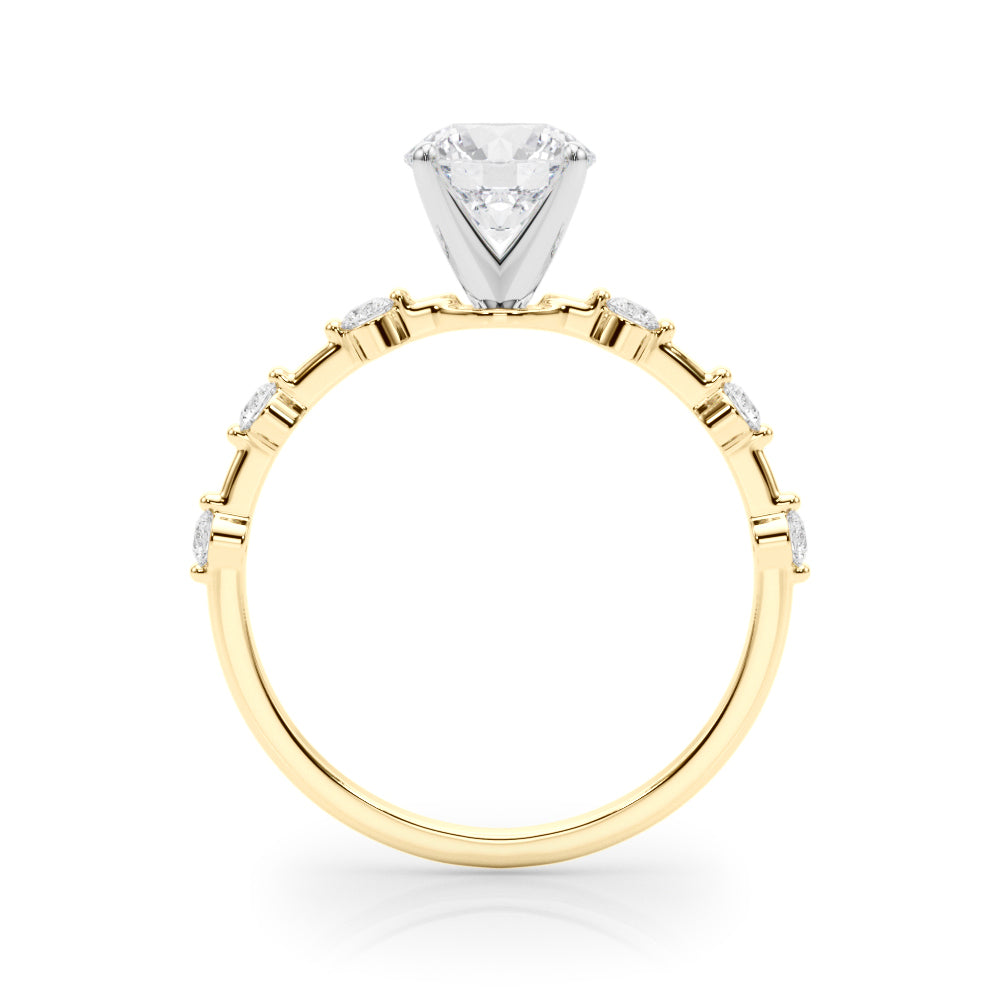 Luxe Sidestone Round Diamond Engagement Ring — 9K/18K Gold & Platinum