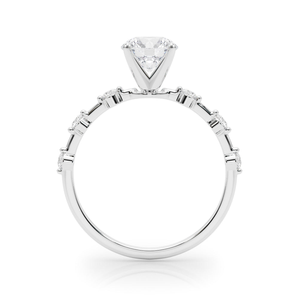 Luxe Sidestone Round Diamond Engagement Ring — 9K/18K Gold & Platinum