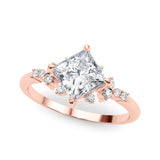 Sculpted Sidestone Princess Diamond Engagement Ring — 9K/18K Gold & Platinum