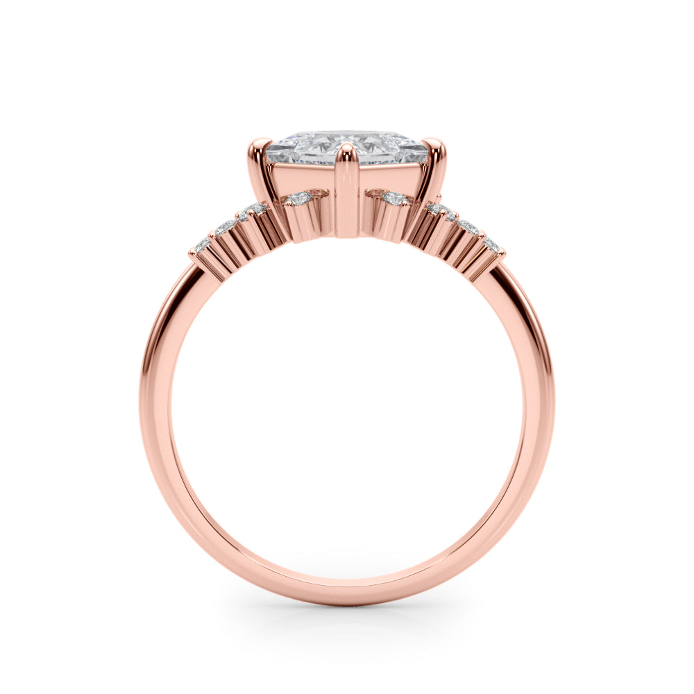 Sculpted Sidestone Princess Diamond Engagement Ring — 9K/18K Gold & Platinum