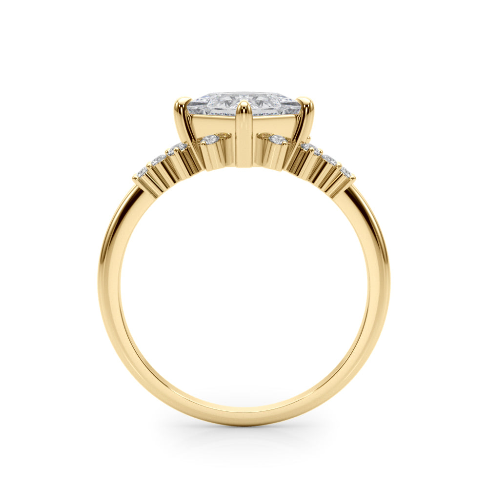 Sculpted Sidestone Princess Diamond Engagement Ring — 9K/18K Gold & Platinum