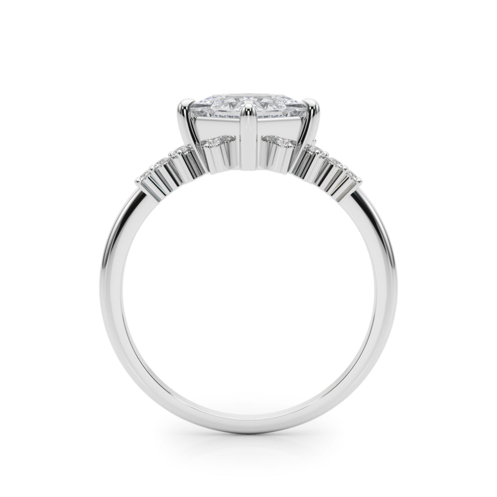 Sculpted Sidestone Princess Diamond Engagement Ring — 9K/18K Gold & Platinum