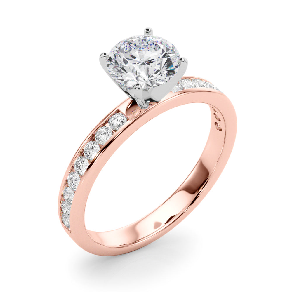Classic Sidestone Round Diamond Engagement Ring — 9K/18K Gold & Platinum