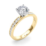 Classic Sidestone Round Diamond Engagement Ring — 9K/18K Gold & Platinum