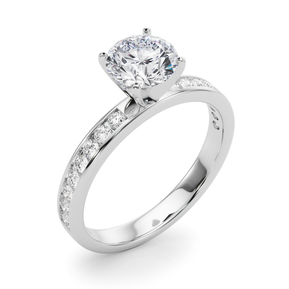 Classic Sidestone Round Diamond Engagement Ring — 9K/18K Gold & Platinum