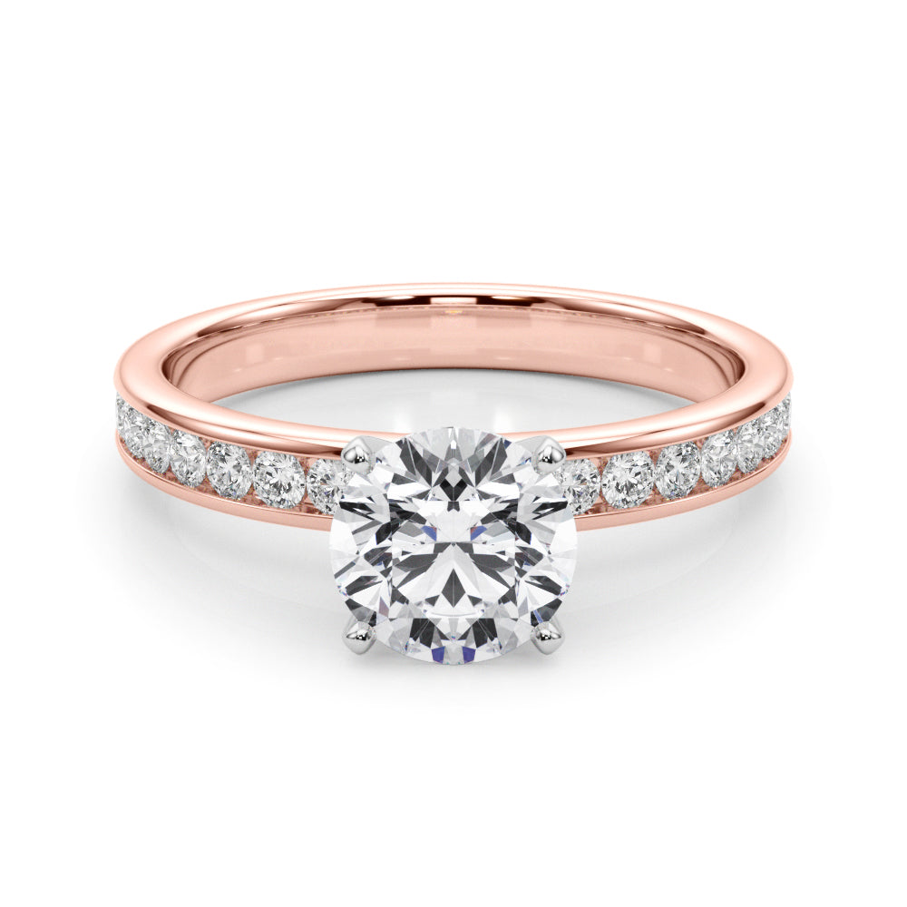 Classic Sidestone Round Diamond Engagement Ring — 9K/18K Gold & Platinum