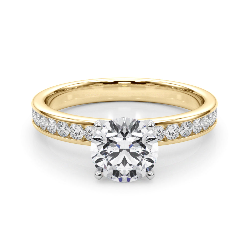 Classic Sidestone Round Diamond Engagement Ring — 9K/18K Gold & Platinum