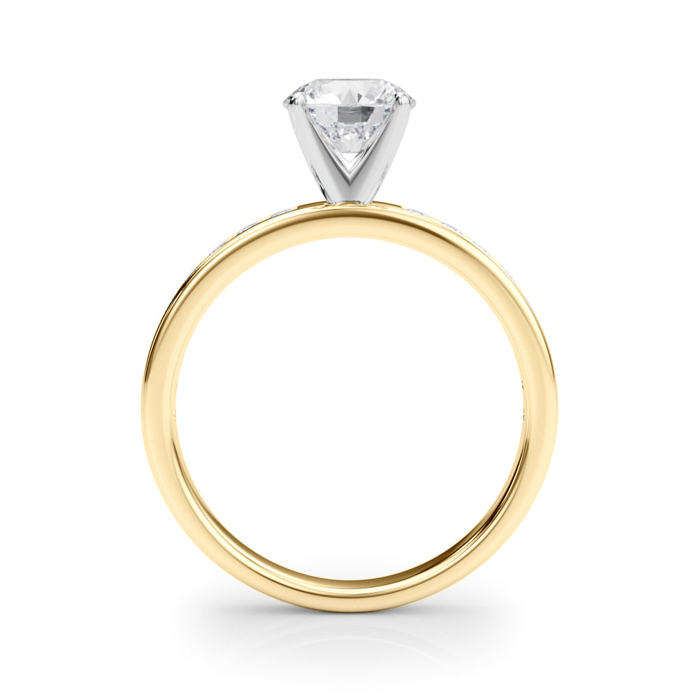 Classic Sidestone Round Diamond Engagement Ring — 9K/18K Gold & Platinum