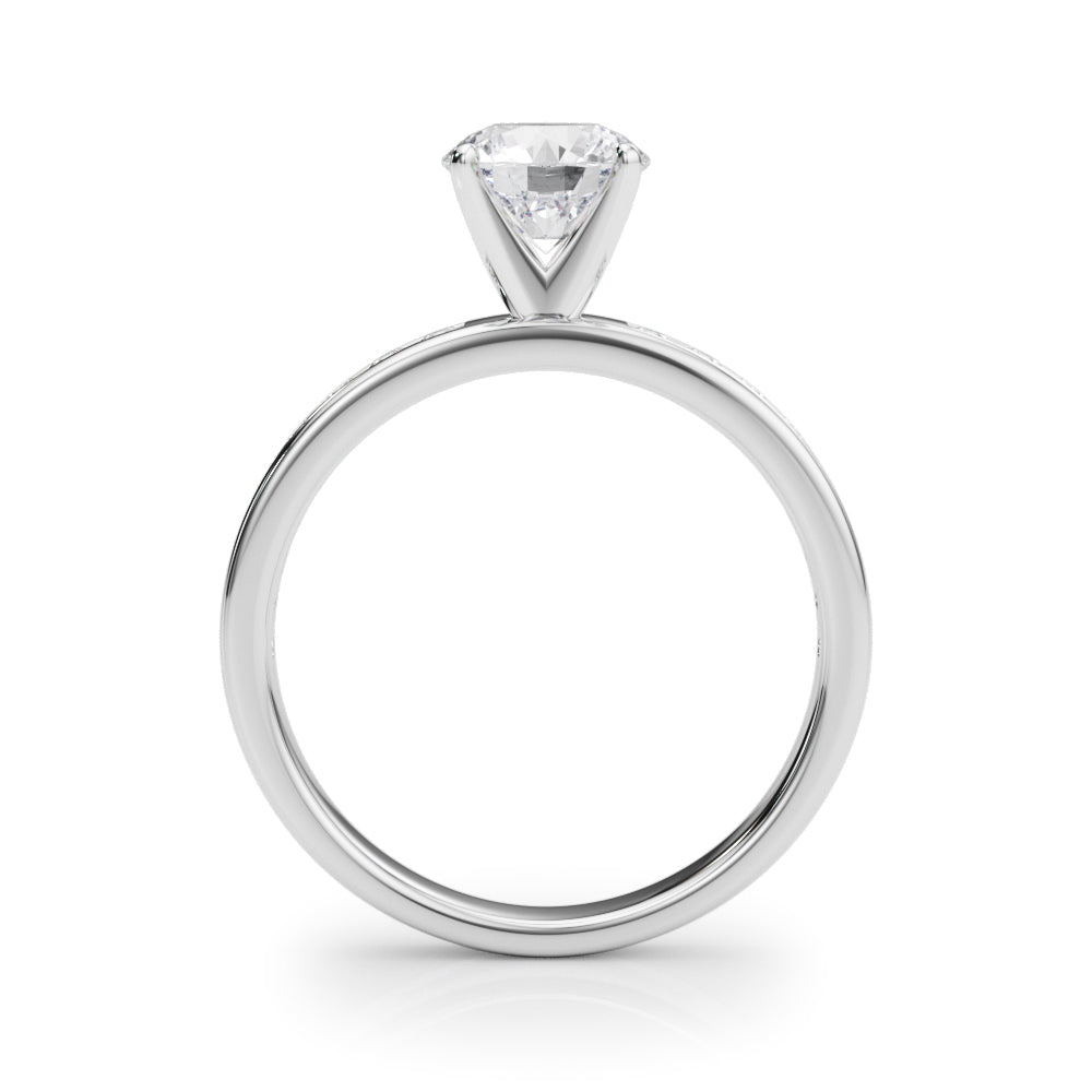 Classic Sidestone Round Diamond Engagement Ring — 9K/18K Gold & Platinum