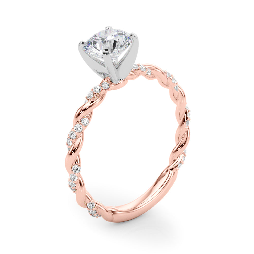 Romantic With Twisted Shank Round Diamond Engagement Ring — 9K/18K Gold & Platinum
