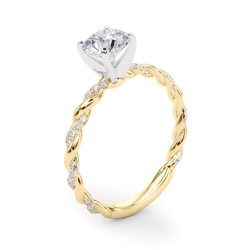Romantic With Twisted Shank Round Diamond Engagement Ring — 9K/18K Gold & Platinum