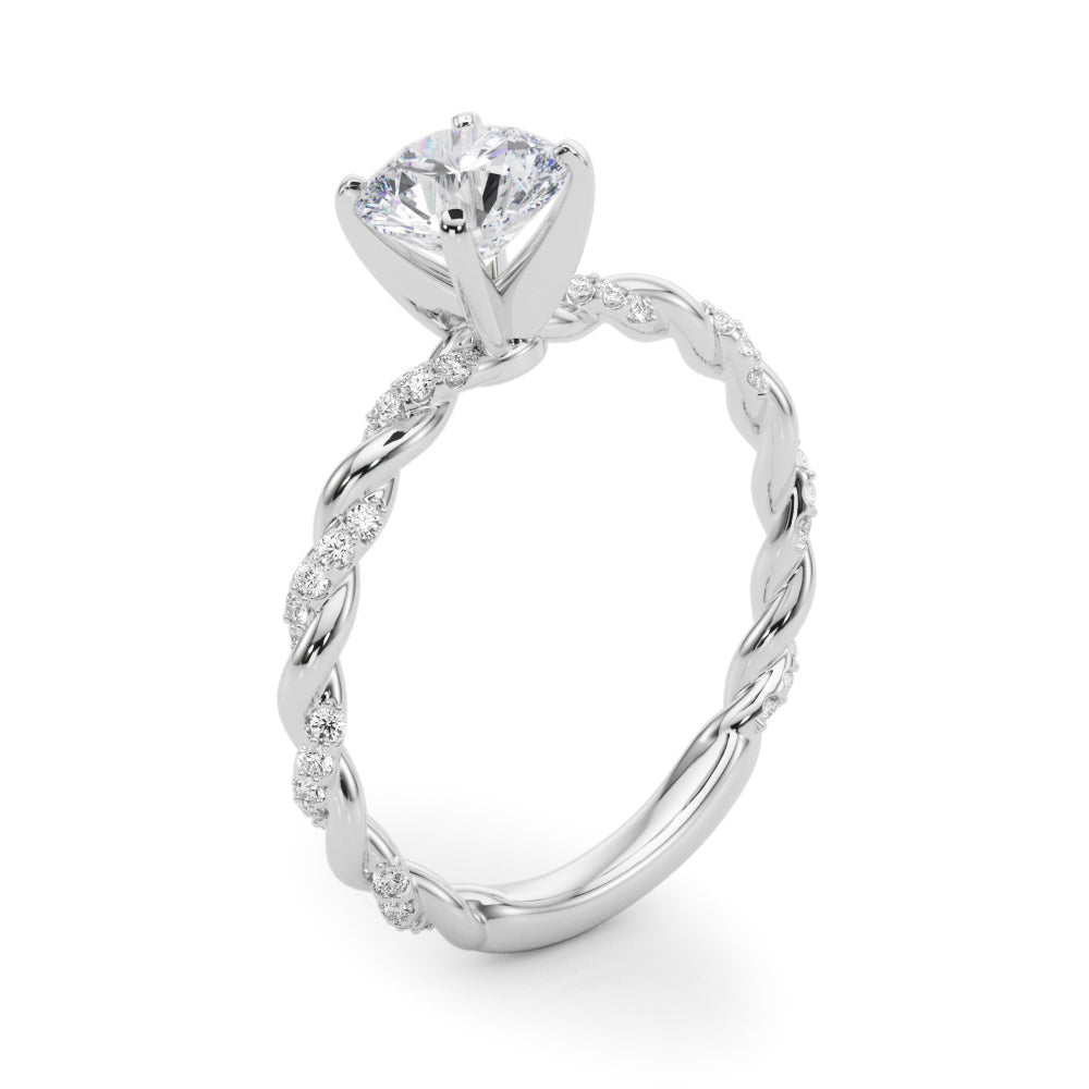 Romantic With Twisted Shank Round Diamond Engagement Ring — 9K/18K Gold & Platinum