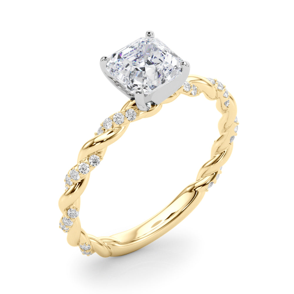 Romantic With Twisted Shank Round Diamond Engagement Ring — 9K/18K Gold & Platinum