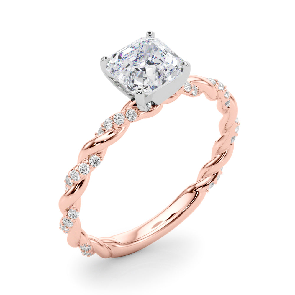 Romantic With Twisted Shank Round Diamond Engagement Ring — 9K/18K Gold & Platinum