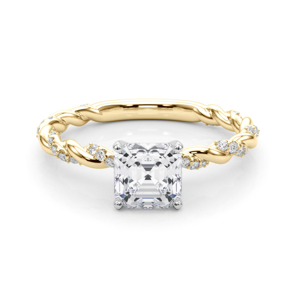 Romantic With Twisted Shank Round Diamond Engagement Ring — 9K/18K Gold & Platinum
