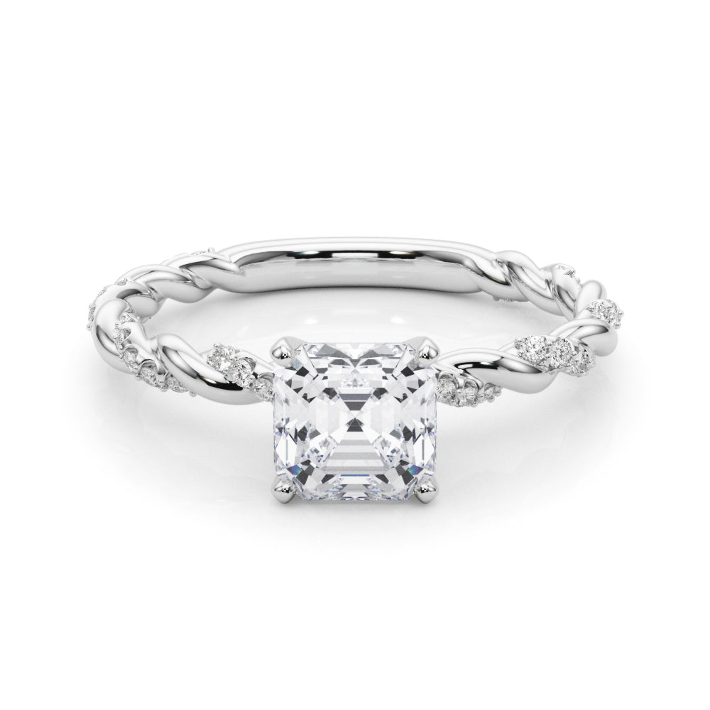 Romantic With Twisted Shank Round Diamond Engagement Ring — 9K/18K Gold & Platinum