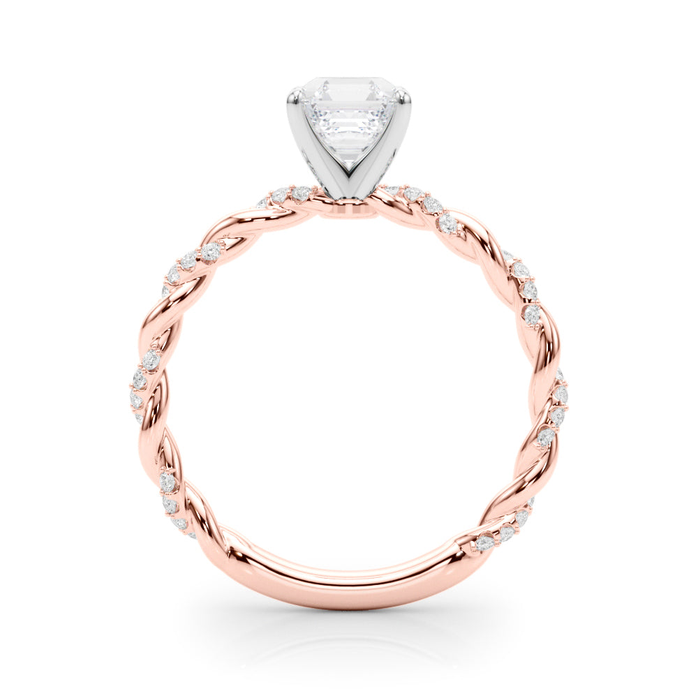 Romantic With Twisted Shank Round Diamond Engagement Ring — 9K/18K Gold & Platinum