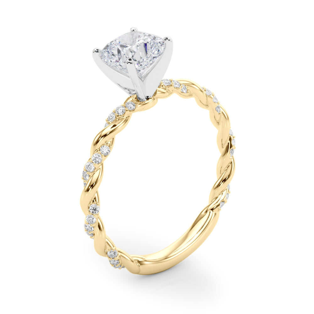 Romantic With Twisted Shank Round Diamond Engagement Ring — 9K/18K Gold & Platinum