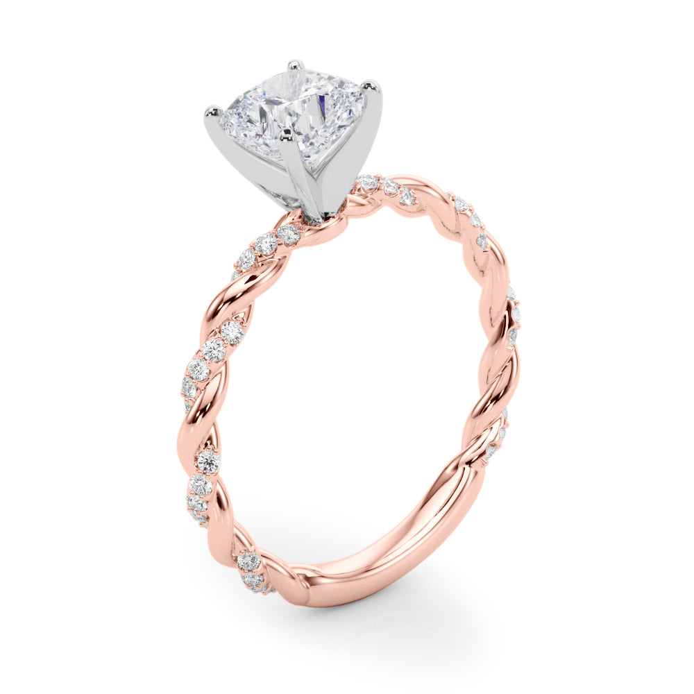 Romantic With Twisted Shank Round Diamond Engagement Ring — 9K/18K Gold & Platinum