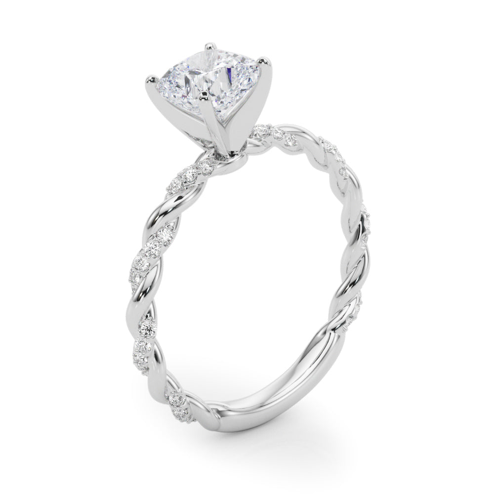 Romantic With Twisted Shank Round Diamond Engagement Ring — 9K/18K Gold & Platinum