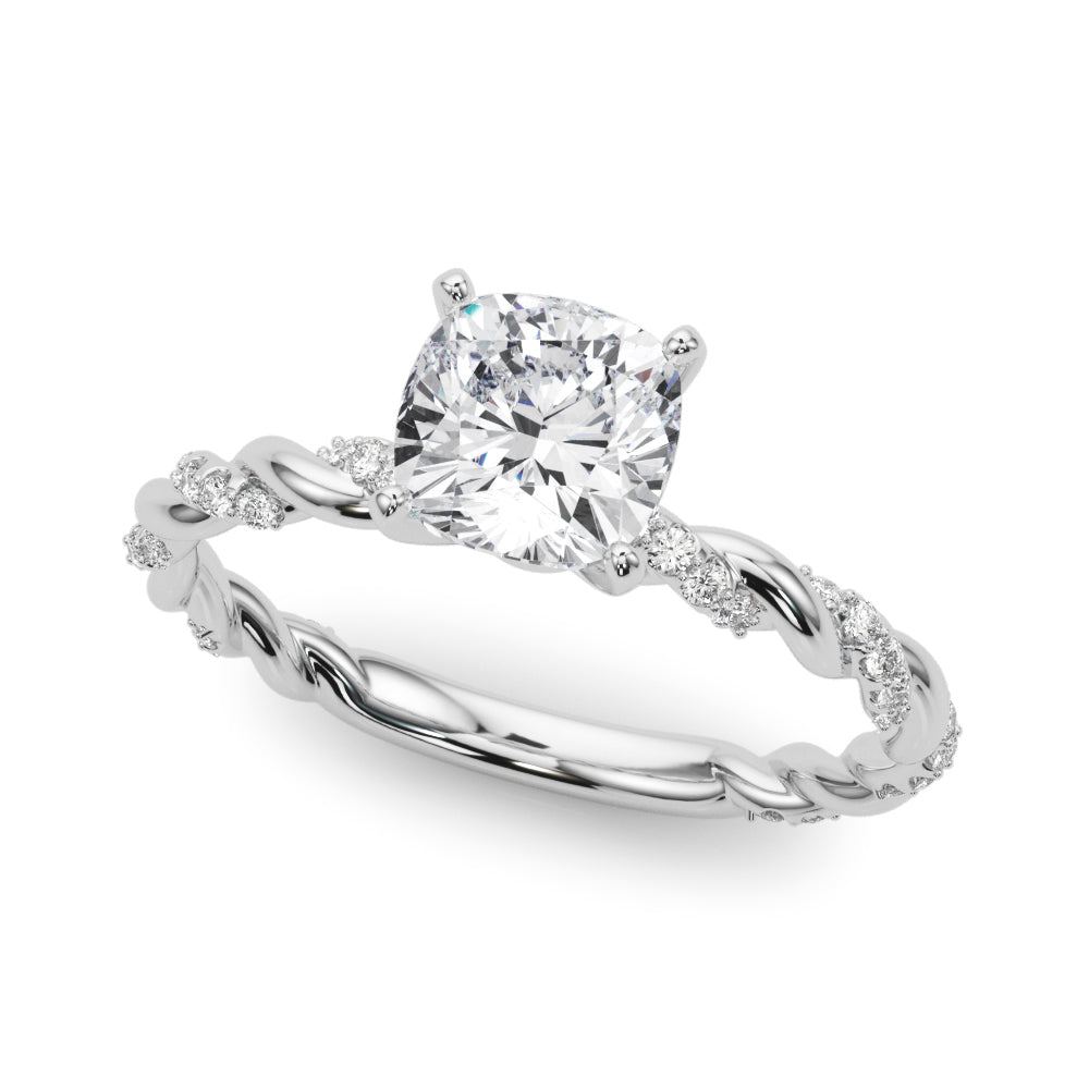 Romantic With Twisted Shank Round Diamond Engagement Ring — 9K/18K Gold & Platinum