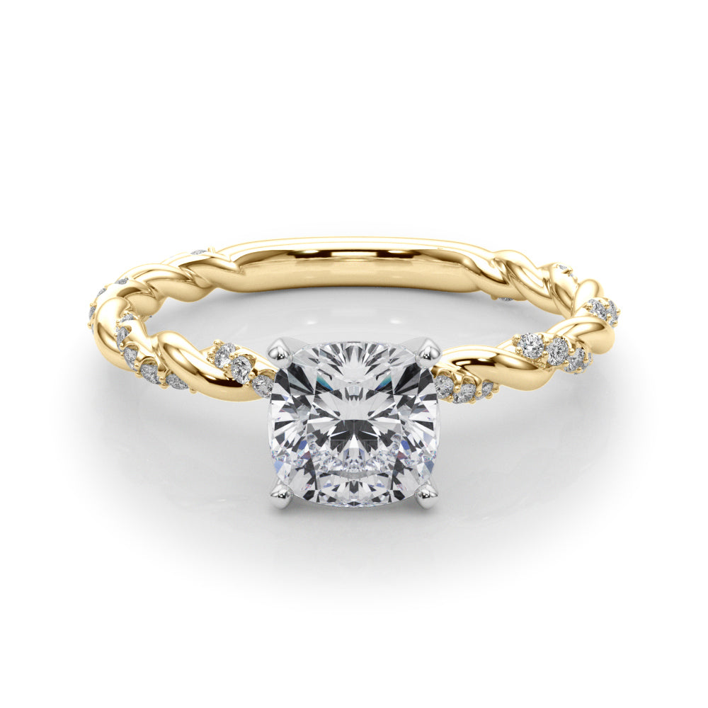 Romantic With Twisted Shank Round Diamond Engagement Ring — 9K/18K Gold & Platinum