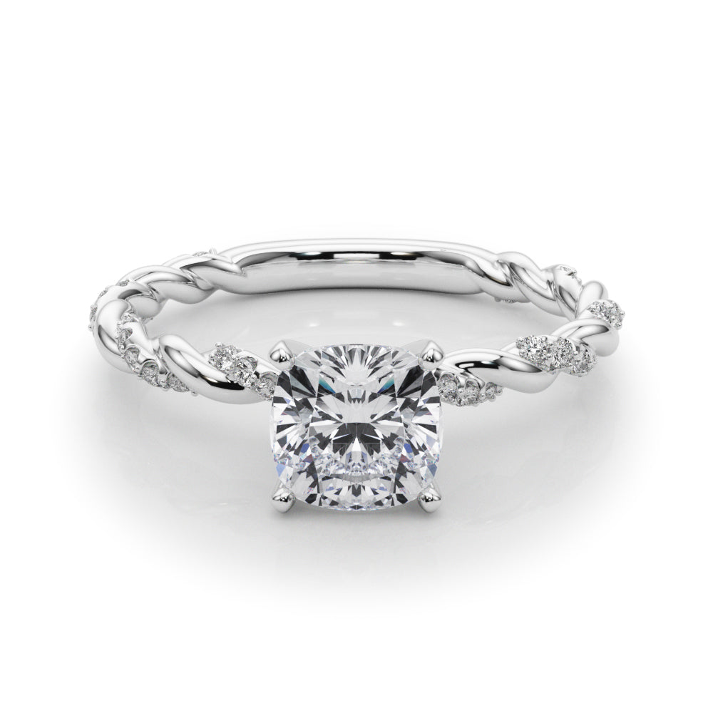 Romantic With Twisted Shank Round Diamond Engagement Ring — 9K/18K Gold & Platinum