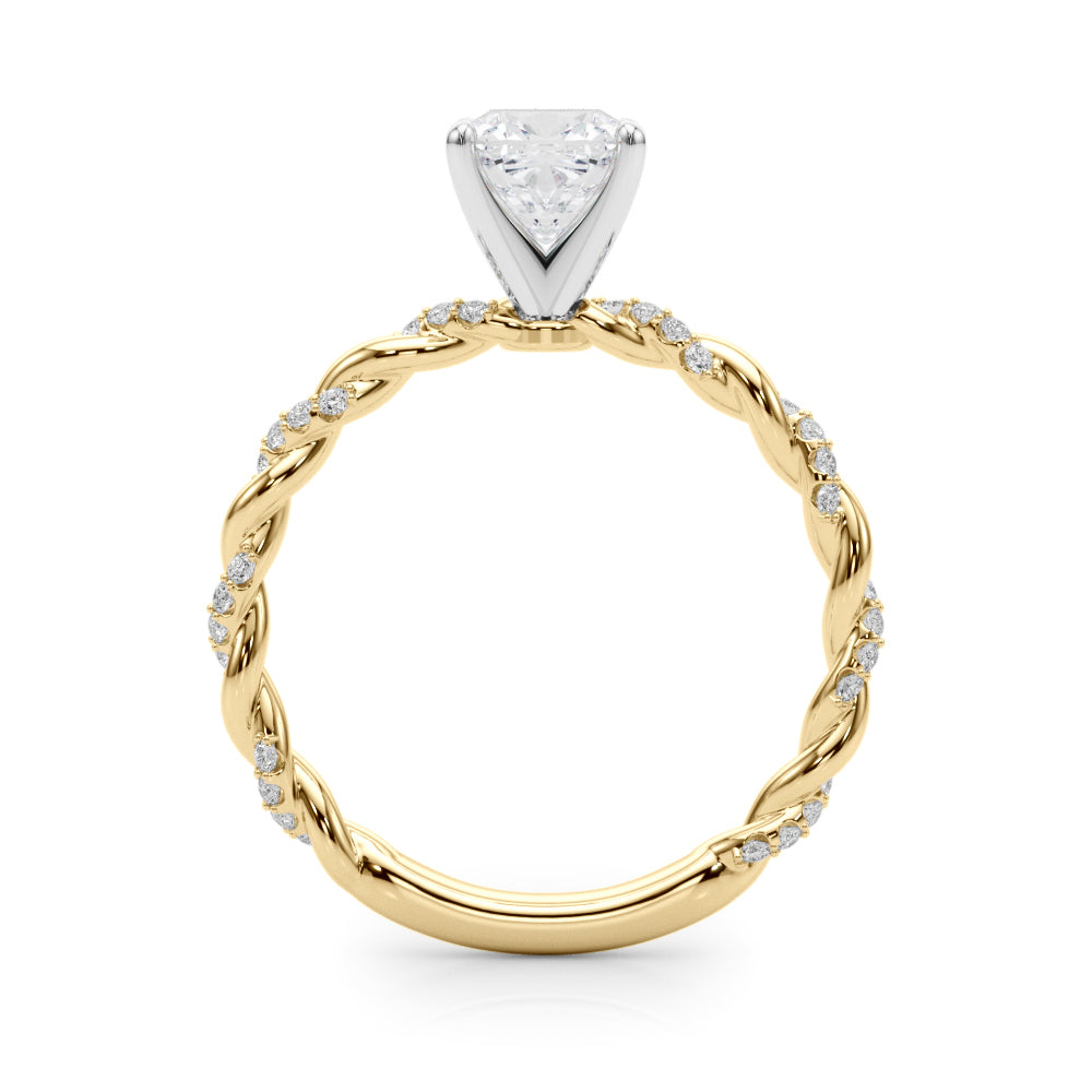 Romantic With Twisted Shank Round Diamond Engagement Ring — 9K/18K Gold & Platinum