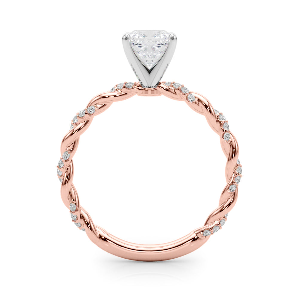 Romantic With Twisted Shank Round Diamond Engagement Ring — 9K/18K Gold & Platinum