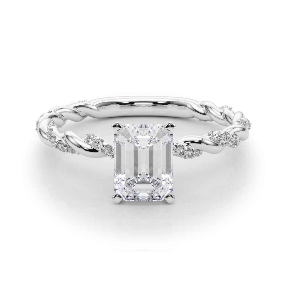 Romantic With Twisted Shank Round Diamond Engagement Ring — 9K/18K Gold & Platinum