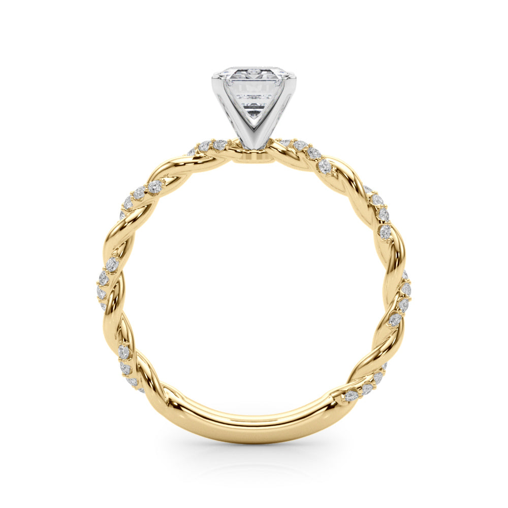 Romantic With Twisted Shank Round Diamond Engagement Ring — 9K/18K Gold & Platinum