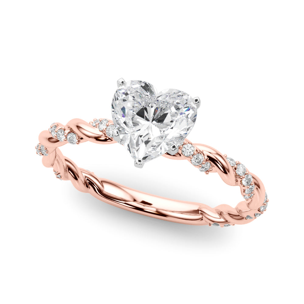 Romantic With Twisted Shank Round Diamond Engagement Ring — 9K/18K Gold & Platinum
