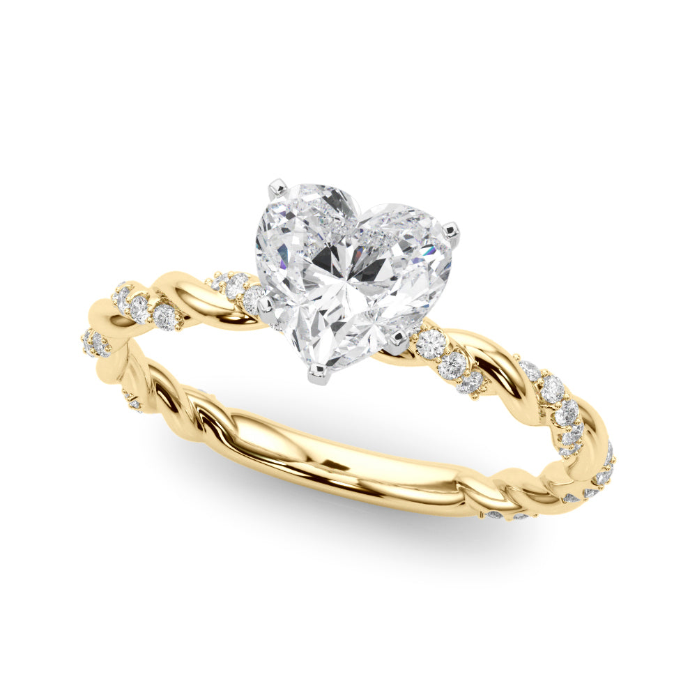 Romantic With Twisted Shank Round Diamond Engagement Ring — 9K/18K Gold & Platinum