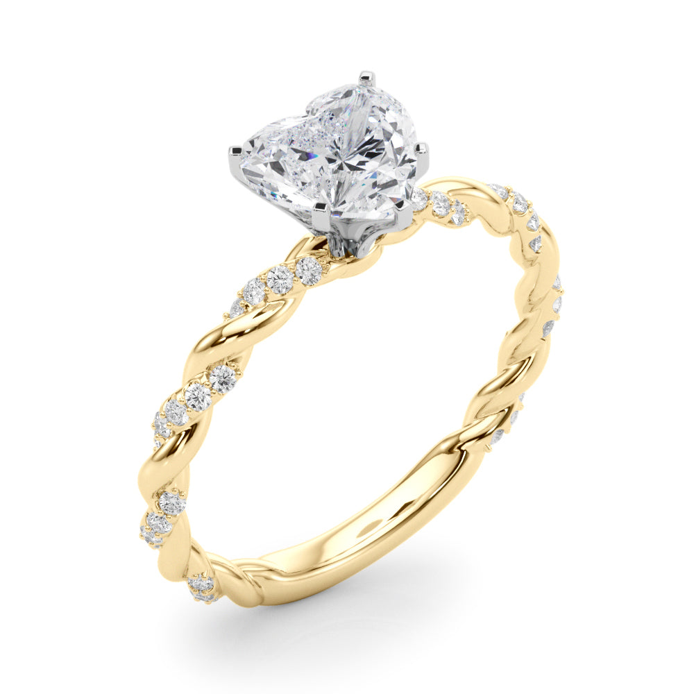 Romantic With Twisted Shank Round Diamond Engagement Ring — 9K/18K Gold & Platinum