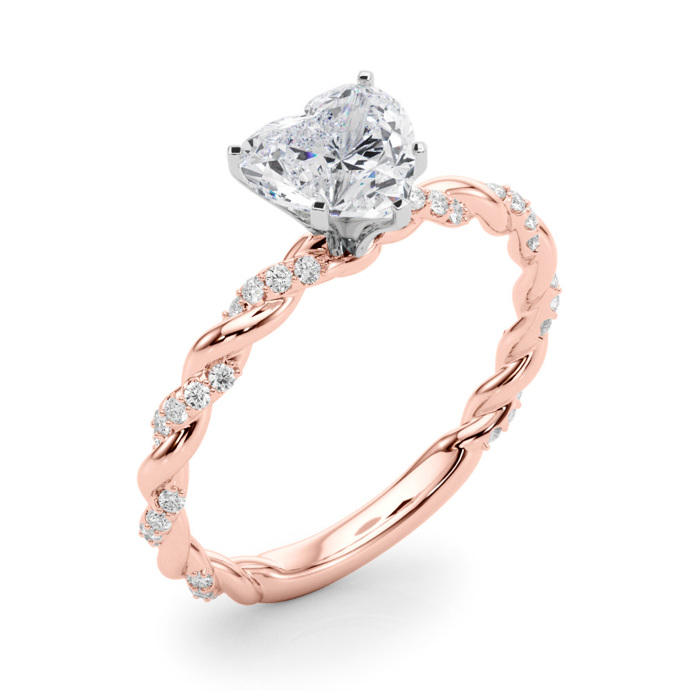Romantic With Twisted Shank Round Diamond Engagement Ring — 9K/18K Gold & Platinum